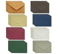 CLVPAI Lot de 40 10,5 * 7cm enveloppes en papier kraft côtelé,Enveloppes Eucalyptus nervurées,pour les mariages, les anniversaires, les fêtes et les invitations(8 couleurs)