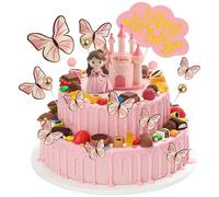 Clvsyh 18PCS Cake Topper De Princesse Princesse ChâTeau, Figurine Princesse GâTeau, DéCoration De GâTeau d'anniversaire De Princesse pour FêTes à ThèMe De Princesses, Anniversaires De Filles