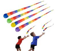 Clvsyh Balles à Queue Arc-en-Ciel, 4 Pièces Balles à Queue pour Enfants, Balle Douce à Queue Arc-en-Ciel, Ball Comète à Queue, Ball à Attraper l'arc-en-Ciel pour L'ExtéRieur Et L'IntéRieur