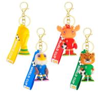 Clvsyh Lot de 4 porte-clés mascottes de la Coupe du Monde 2026 - Avec trophée, aigle de mer à tête blanche, jaguar et élan - Cadeau pour les fans de football