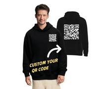 Clwyysjf Sweat à Capuche QR Code personnalisé -Funny Fu QR Code Hoodie, Ajouter n’Importe Quel Lien, Photo ou Texte, Sweat-Shirt QR Code personnalisé pour Hommes