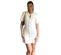 CLXLYU Robe Pull Robe Pull Elegant Gestricktes Mini -Kleid Frauenknopf Fit Gerippte Pullover Kleid Urlaub Party Outfit-Weiß-S