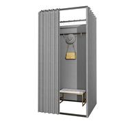 CLXRZM Cabine D'essayage Mobile, Temporaire Vestiaire Portable avec Rideau, Écran De Confidentialité Salle D'essayage pour Magasin Vêtements Et Bureau, Gris