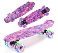 CLYCTIP Skateboard complet de 55,9 cm avec roues clignotantes colorées et roulements ABEC-11 pour enfants, garçons, filles, débutants