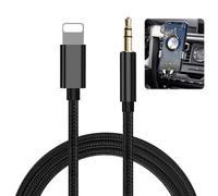 Clydewy Câble auxiliaire pour 14/13/12/X/11/8/7 Pro Max - Cordon auxiliaire de voiture Jack 3.5mm - Câble audio de qualité supérieure pour autoradio, haut-parleur, casque - 1m Noir