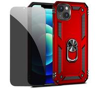 CLYDITE Coque pour Iphone 14 Plus Rouge étui de Protection avec Protecteur d'écran en Verre de confidentialité Anti-Espion