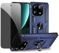 CLYDITE Coque pour Xiaomi 13 Bleu étui de Protection avec Protecteur d'écran en Verre de confidentialité Anti-Espion