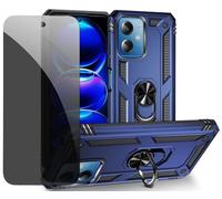 CLYDITE Coque pour Xiaomi Redmi Note 12 /poco x5 5G Bleu étui de Protection avec Protecteur d'écran en Verre de confidentialité Anti-Espion