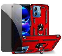 CLYDITE Coque pour Xiaomi Redmi Note 12 /poco x5 5G Rouge étui de Protection avec Protecteur d'écran en Verre de confidentialité Anti-Espion