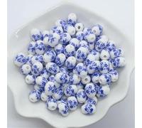 CLYDSA Lot de 100 Perles en Porcelaine à Gros Trou 8 x 10 mm, Perles en céramique à imprimé Floral, pour la Fabrication de Bracelets, Colliers et pendentifs tissés à la Main