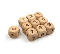 CLYDSA Lot de 100 Perles intercalaires carrées en Bois de 12 mm, Perles en Bois Naturel, Chiffres de 0 à 9, pour Bracelets tissés à la Main, Colliers, Accessoires de Bricolage