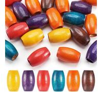 CLYDSA Lot de 100 Perles ovales en Bois colorées, Gros Trou, 30 x 20 mm, pour Loisirs créatifs, Sacs, vêtements, Rideaux, Accessoires de décoration