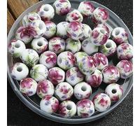 CLYDSA Lot de 100 Perles Rondes colorées en Porcelaine à Gros Trou de 10 mm, à imprimé Floral, pour Bracelets, Colliers, pendentifs et Accessoires Faits Main