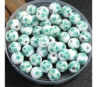 CLYDSA Lot de 100 Perles Rondes colorées en Porcelaine à Gros Trou de 10 mm, à imprimé Floral, pour Bracelets, Colliers, pendentifs et Accessoires Faits Main