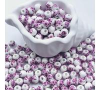 CLYDSA Lot de 100 Perles Rondes en céramique à imprimé Floral de 8 mm, colorées, pour la Fabrication de Bracelets et de Colliers en Perles
