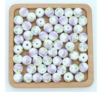 CLYDSA Lot de 100 Perles Rondes en céramique émaillées à imprimé Floral de 6 à 12 mm pour la Fabrication de Bracelets et Colliers