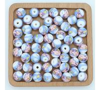 CLYDSA Lot de 100 Perles Rondes en céramique émaillées à imprimé Floral de 6 à 12 mm pour la Fabrication de Bracelets et Colliers