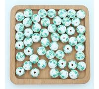 CLYDSA Lot de 100 Perles Rondes en céramique émaillées à imprimé Floral de 6 à 12 mm pour la Fabrication de Bracelets et Colliers