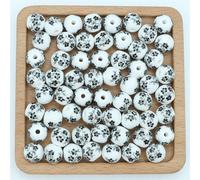 CLYDSA Lot de 100 Perles Rondes en céramique émaillées à imprimé Floral de 6 à 12 mm pour la Fabrication de Bracelets et Colliers