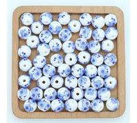 CLYDSA Lot de 100 Perles Rondes en céramique émaillées à imprimé Floral de 6 à 12 mm pour la Fabrication de Bracelets et Colliers