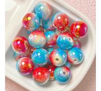 CLYDSA Lot de 20 à 100 Perles acryliques Bicolores dégradées de 16 mm, Perles intercalaires Rondes colorées en Acrylique, pour la Fabrication de Bracelets, Colliers, Porte-clés et Bijoux