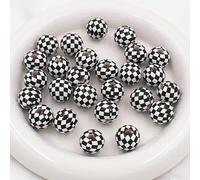 CLYDSA Lot de 20 à 100 Perles en Bois colorées imprimées de 16 mm, Perles intercalaires à Filetage Large, pour Bracelets, Colliers et Porte-clés en Perles