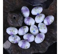 CLYDSA Lot de 20 à 100 Perles en Porcelaine à Gros Trou de 10 x 14 mm, Perles en céramique colorées à imprimé Floral, pour Bracelets, Colliers et pendentifs tissés à la Main