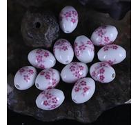 CLYDSA Lot de 20 à 100 Perles en Porcelaine à Gros Trou de 10 x 14 mm, Perles en céramique colorées à imprimé Floral, pour Bracelets, Colliers et pendentifs tissés à la Main