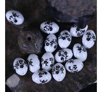 CLYDSA Lot de 20 à 100 Perles en Porcelaine à Gros Trou de 10 x 14 mm, Perles en céramique colorées à imprimé Floral, pour Bracelets, Colliers et pendentifs tissés à la Main