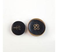 CLYDSA Lot de 20 Boutons en Corne Naturelle de 15 à 28 mm, Boutons Ronds en Corne véritable à 4 Trous, Boutons en Corne véritable Cousus à la Main, Noir/Marron, pour Pulls, Coupe-Vent, Costumes