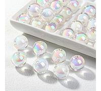 CLYDSA Lot de 30 à 100 Perles acryliques Transparentes de 16 mm, Perles intercalaires Rondes pour Bracelets, Colliers, Porte-clés, Accessoires de Fabrication de Bijoux Faits Main