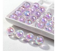 CLYDSA Lot de 30 à 100 Perles acryliques Transparentes de 16 mm, Perles intercalaires Rondes pour Bracelets, Colliers, Porte-clés, Accessoires de Fabrication de Bijoux Faits Main