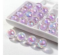 CLYDSA Lot de 30 à 100 Perles acryliques Transparentes de 16 mm, Perles intercalaires Rondes pour Bracelets, Colliers, Porte-clés, Accessoires de Fabrication de Bijoux Faits Main