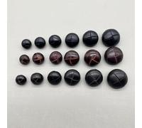CLYDSA Lot de 5 Boutons recouverts de Cuir de Vachette véritable de 15 à 28 mm, Boutons en Cuir Noir, Marron, Marron foncé, tissés à la Main, pour Manteaux, Vestes en Cuir, Boutons Coupe-Vent