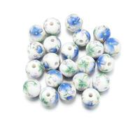 CLYDSA Lot de 50/100 Perles Rondes colorées en Porcelaine de 10 mm, Motif Floral rétro, pour la Fabrication Artisanale d'épingles à Cheveux, de Bracelets, de Colliers et de Bijoux