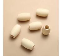 CLYDSA Lot de 50 Perles ovales en Bois de 30 x 20 mm, Perles d'espacement en Bois à Grand Trou, pour la création de Bracelets, d'accessoires de Loisirs créatifs, d'accessoires pour Cheveux