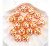 CLYDSA Lot de 50 Perles Rondes rayées en Acrylique de 16 mm, colorées, à Enfiler pour Bracelets, Porte-clés, Accessoires de Bricolage