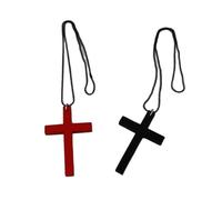 Clyhon 2PCS Pendentif Croix en Bois de Noyer pour Hommes Femmes Collier Boisé Catholique Religieux Bijoux