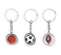 Clyhon 3PCS Keychain Porte-clés Mignon Sport Marchandises Mini Football Keychain Porte-clefs Boule Bijoux Accessoires Creative Personnalité Cadeau Porte-clés de basket-ball Porte-clés Rugby