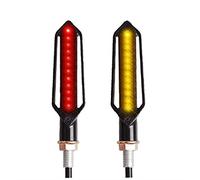 Clynex 2 pièces 24 clignotants lumineux feu arrière moto lumière qui coule eau clignotant frein courante DRL lampe Clignotants moto(2pcs stop)