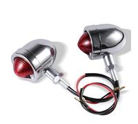 Clynex Clignotants de moto Chopper Cafe Racer, clignotants, Scooters, indicateur métallique 12V, couleur noir chromé Clignotants moto(Chrome-Red)