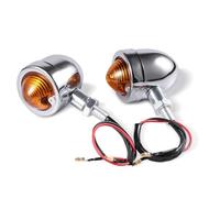 Clynex Clignotants de moto Chopper Cafe Racer, clignotants, Scooters, indicateur métallique 12V, couleur noir chromé Clignotants moto(Chrome-Amber)