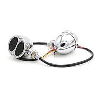 Clynex Clignotants lumineux for Harley, Cruiser Chopper Cafe Racer, indicateur Vintage, lampe de marque ambre 12V, boîtier chromé noir, 2 pièces Clignotants moto(Chrome)