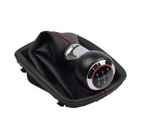 Clynex Couvercle de démarrage de pommeau de levier de vitesse de voiture à 5/6 vitesses, for, A4 B6 8E 2000-2004, for, A6 C5 4B 1997-2005, guêtre de levier de ligne rouge noir(BLACK 5-R Speed)