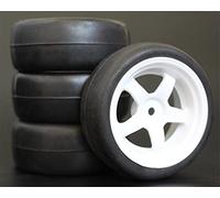 Clynex Lot de 4 Jantes de Roue en Caoutchouc RC de 26 mm, hexagonales 12 1:10, for HSP, for HPI, Sprint 2 Drift RS4 sur Route 4WD Pneus pour Voitures télécommandées(6034-6018)