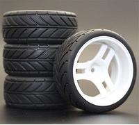 Clynex Lot de 4 Jantes de Roue en Caoutchouc RC de 26 mm, hexagonales 12 1:10, for HSP, for HPI, Sprint 2 Drift RS4 sur Route 4WD Pneus pour Voitures télécommandées(1033-6086)