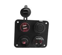 Clynex Panneau de commutation bateau à double prise USB 4 trous,2 A avec interrupteur bouton marche/arrêt voies, for voiture, camion