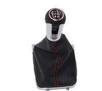 Clynex Pommeau de levier de vitesse poignée de commutateur en cuir, for Golf, 7 A7 MK7 GTI GTD 2013 2014-2018 poignée de boîte de vitesses manuelle 5 6 vitesses(BLACK 5 speed red line)