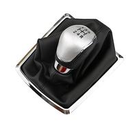 Clynex Pommeau de levier vitesse MT 5/6 vitesses, for Ford, Focus, 2 MK2 FL C-MAX 06-11 MK3 MK4, for Galaxy, guêtre, housse en cuir Pommeau de levier de vitesse(5 Silver With Dust)