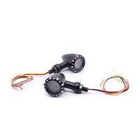 Clynex Une paire de clignotants lumière moto, for Harley, Cruiser Chopper Cafe Racer indicateur rétro lampe direction feu stop Clignotants moto(Schwarz)
